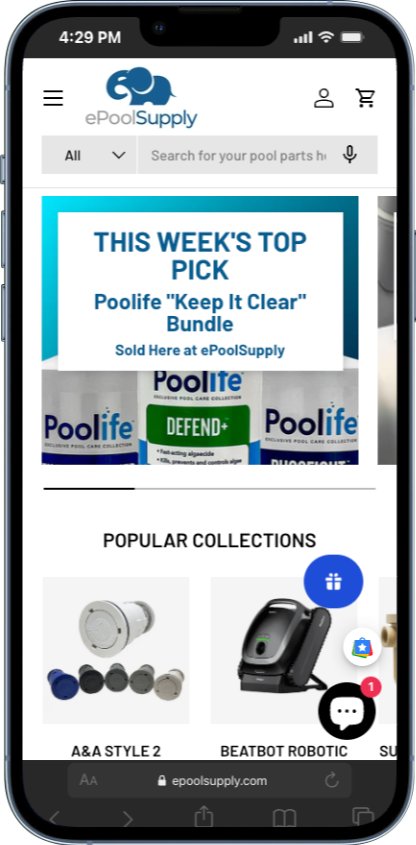 banners section example from epoolsupply