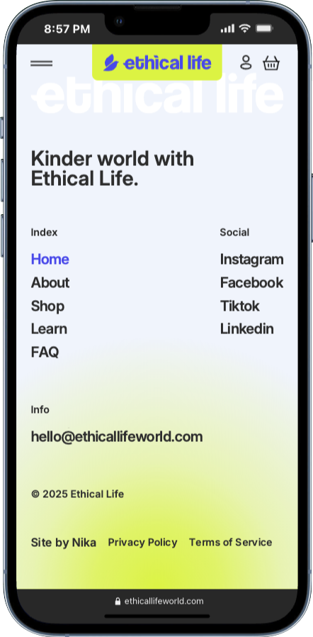 footer section inspiration from ethicallife