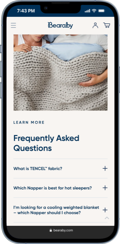 faq section example from bearaby