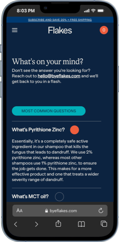 faq section example from byeflakes