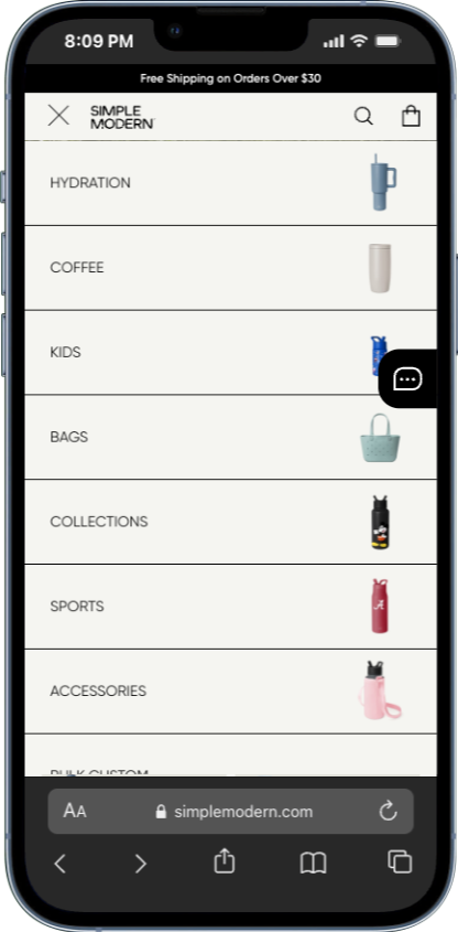 mega menu section example from simplemodern