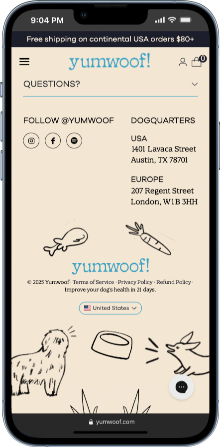 footer section inspiration from yumwoof